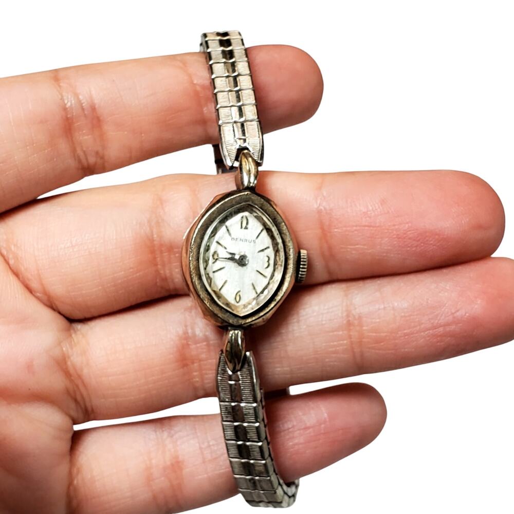 Vtg Benrus Watch 10K RGP Bezel Gold Filled Women’ Flex Band 3" Unstested